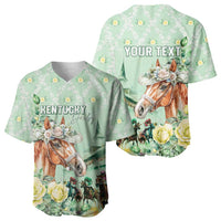 Personalized Kentucky Horse Racing Baseball Jersey Rose Diamond Pattern Mint