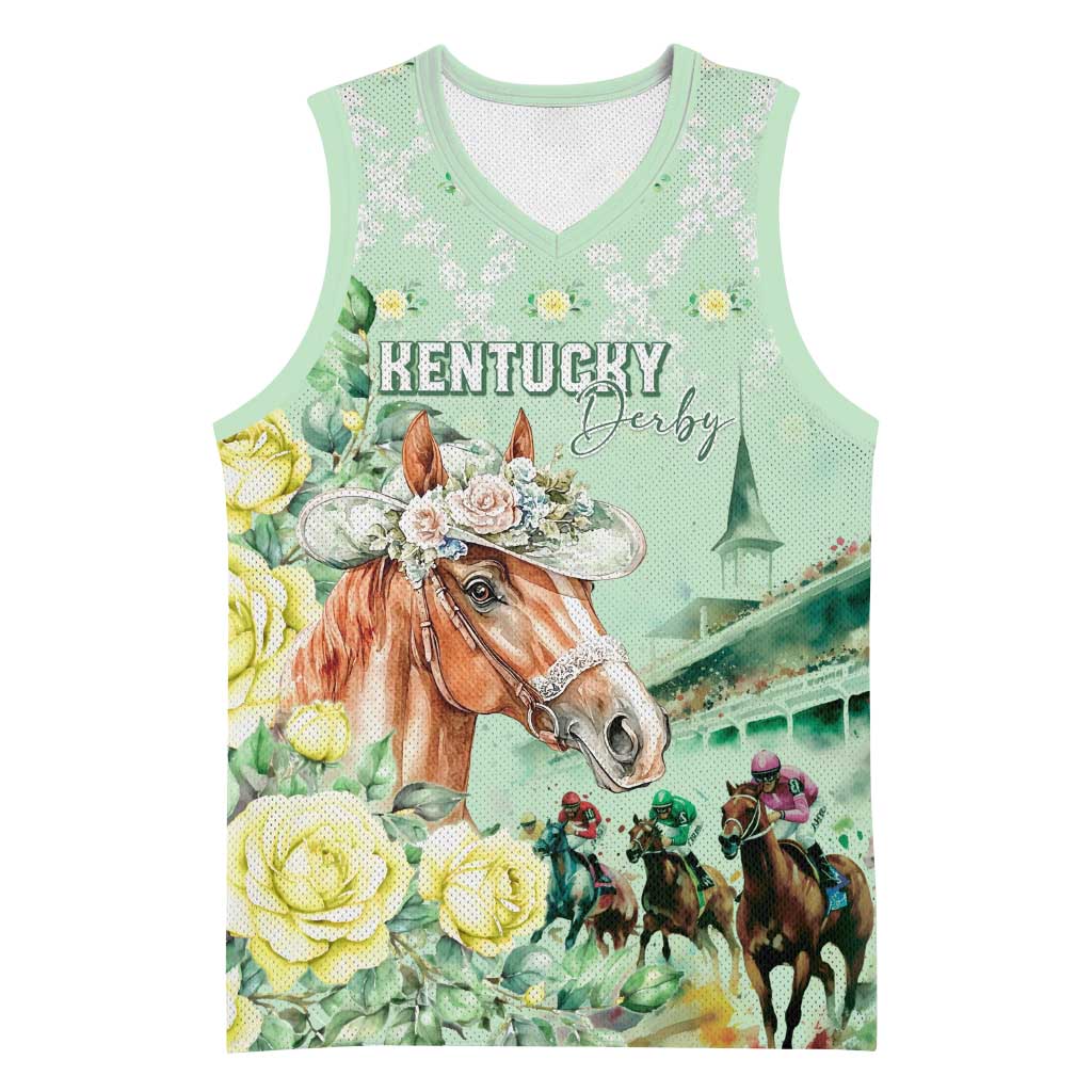 Personalized Kentucky Horse Racing Basketball Jersey Rose Diamond Pattern Mint