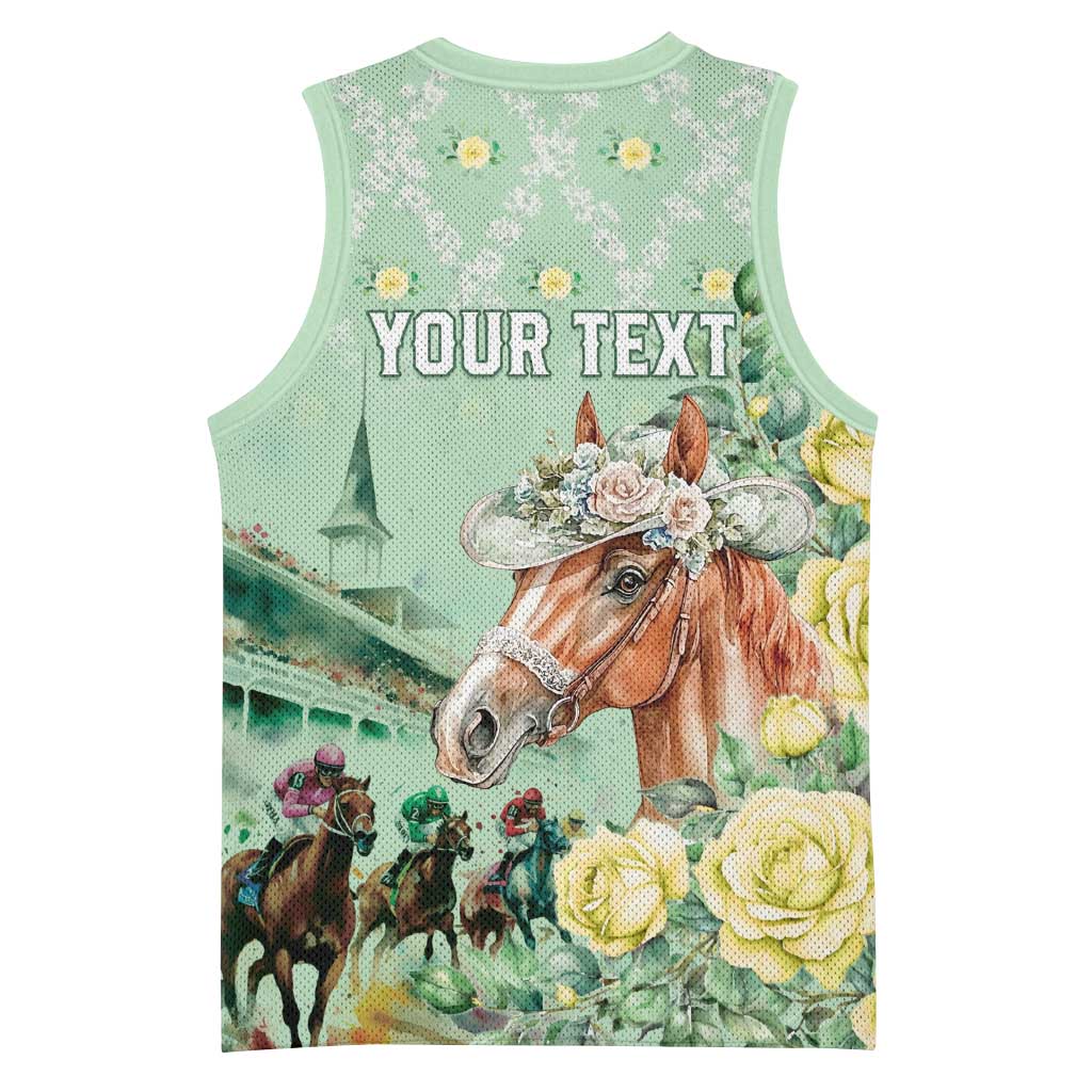 Personalized Kentucky Horse Racing Basketball Jersey Rose Diamond Pattern Mint