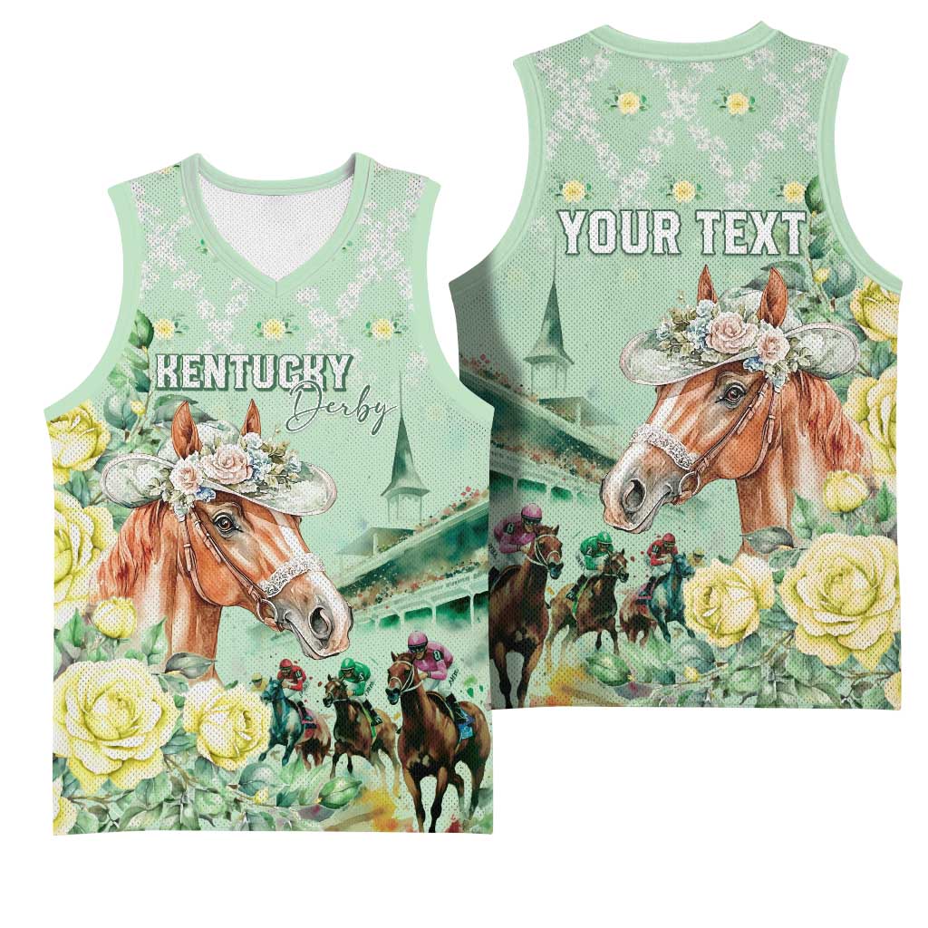 Personalized Kentucky Horse Racing Basketball Jersey Rose Diamond Pattern Mint