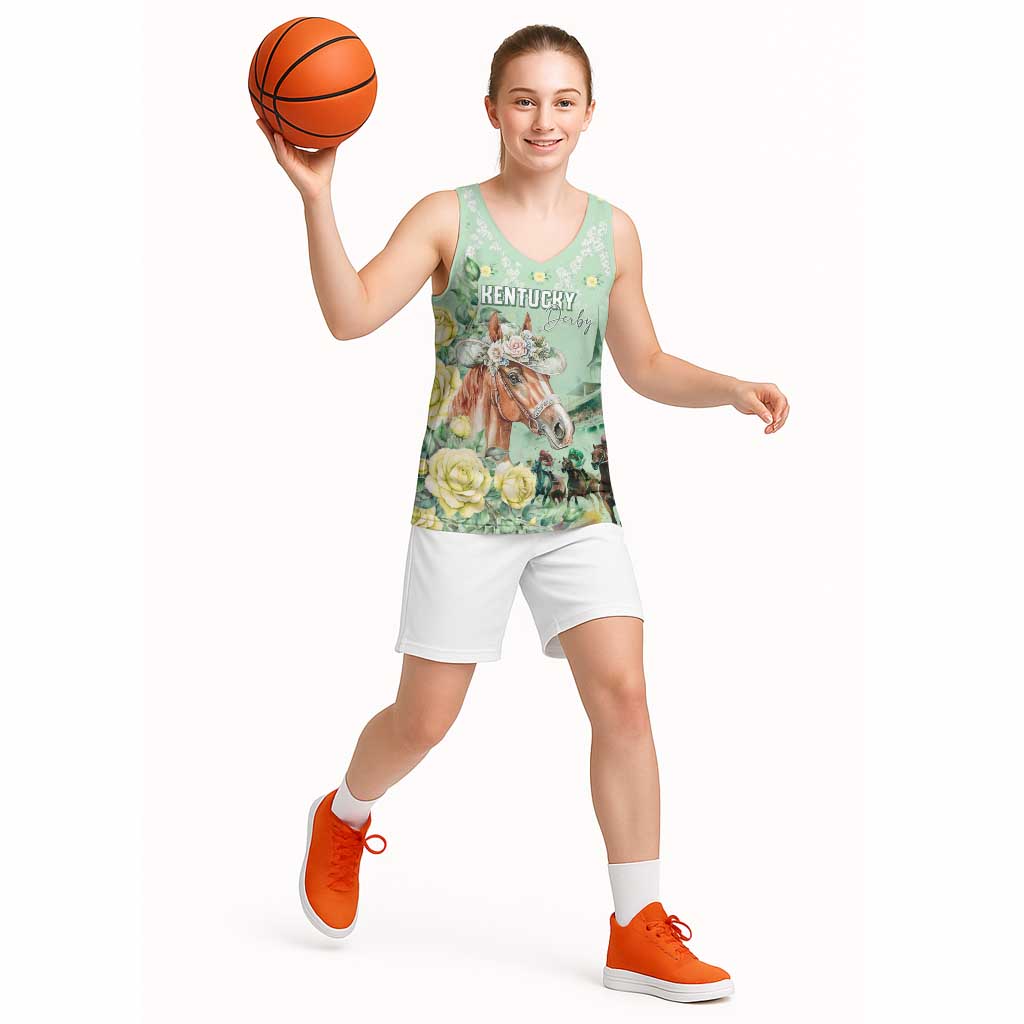 Personalized Kentucky Horse Racing Basketball Jersey Rose Diamond Pattern Mint