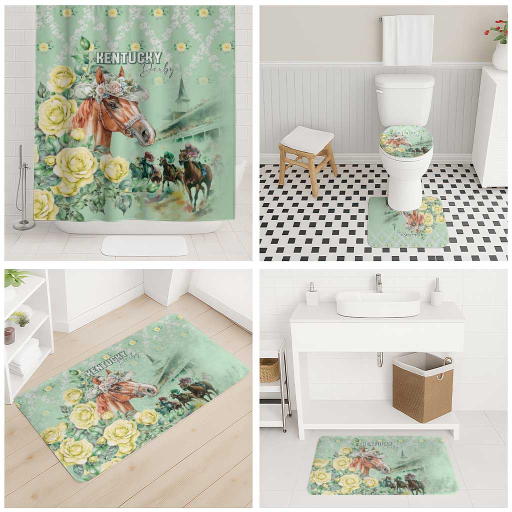 Kentucky Horse Racing Bathroom Set Rose Diamond Pattern Mint