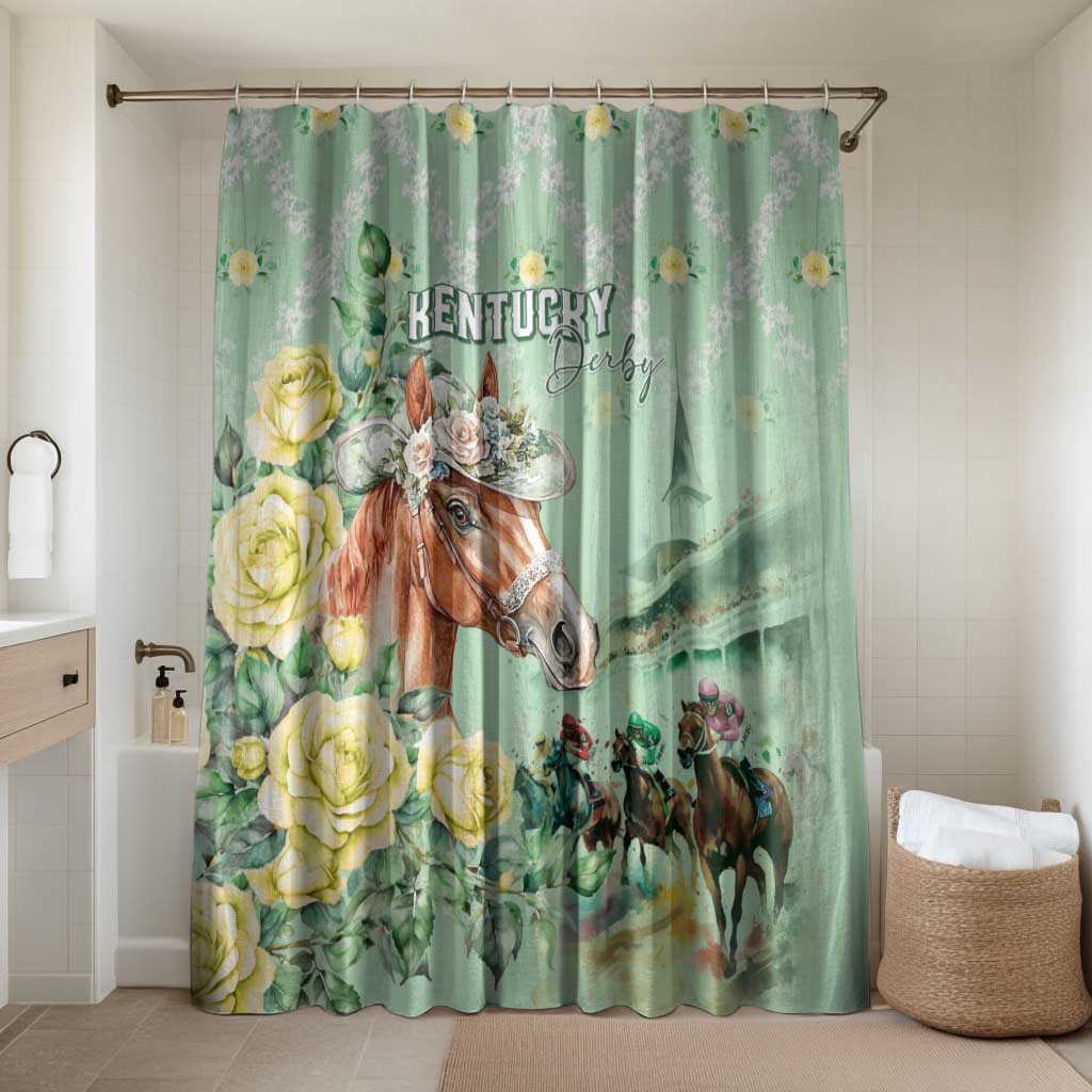 Kentucky Horse Racing Bathroom Set Rose Diamond Pattern Mint