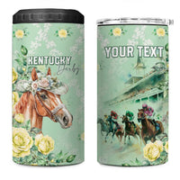 Personalized Kentucky Horse Racing 4 in 1 Can Cooler Tumbler Rose Diamond Pattern Mint
