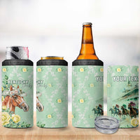 Personalized Kentucky Horse Racing 4 in 1 Can Cooler Tumbler Rose Diamond Pattern Mint