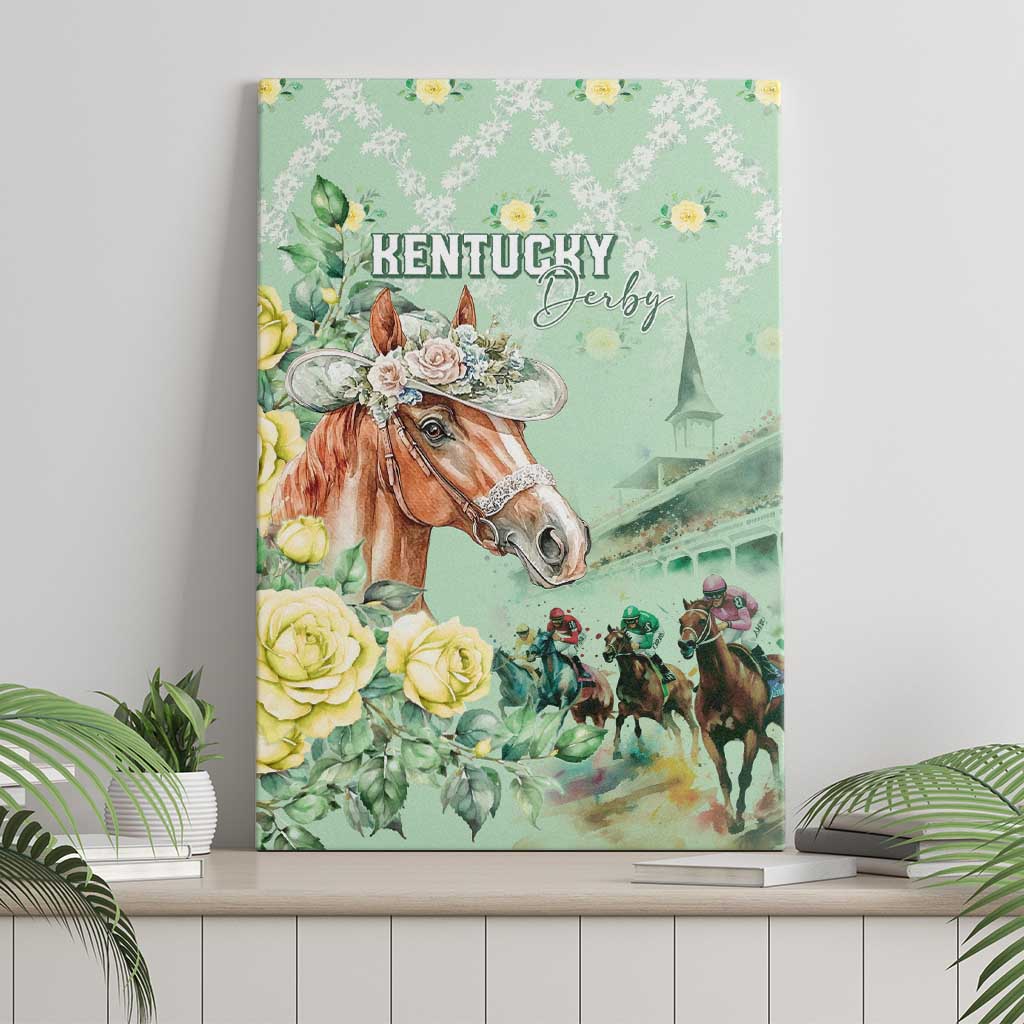 Kentucky Horse Racing Canvas Wall Art Rose Diamond Pattern Mint