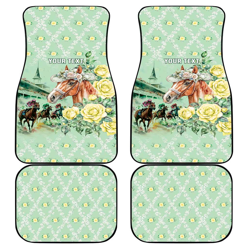 Personalized Kentucky Horse Racing Car Mats Rose Diamond Pattern Mint