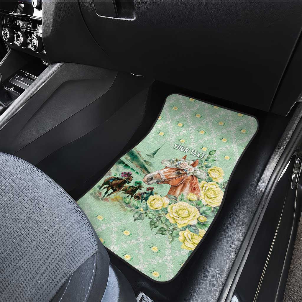 Personalized Kentucky Horse Racing Car Mats Rose Diamond Pattern Mint
