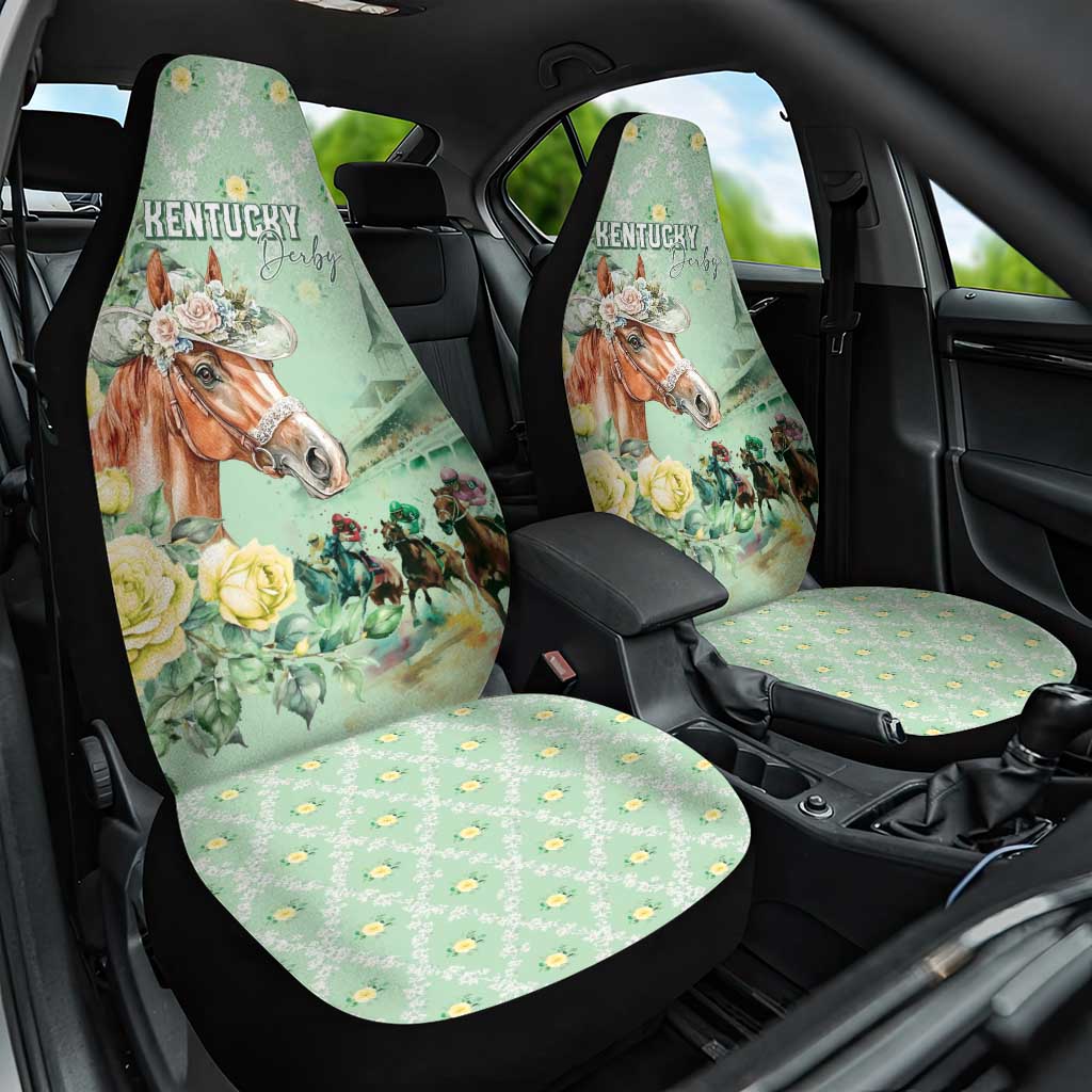 Kentucky Horse Racing Car Seat Cover Rose Diamond Pattern Mint