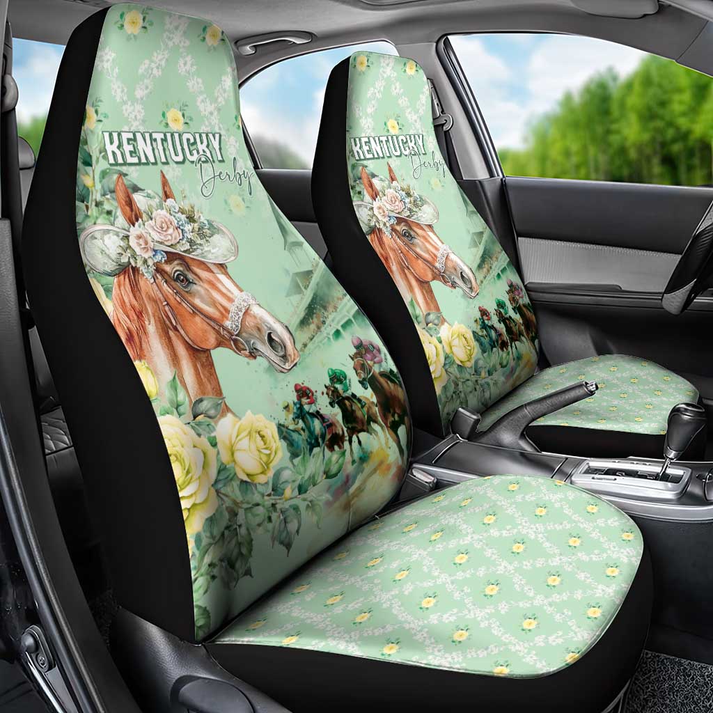 Kentucky Horse Racing Car Seat Cover Rose Diamond Pattern Mint
