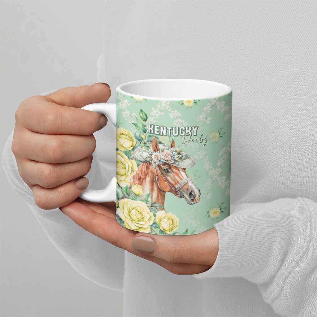 Personalized Kentucky Horse Racing Ceramic Mug Rose Diamond Pattern Mint
