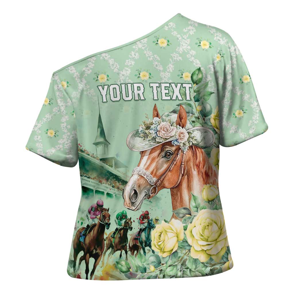 Personalized Kentucky Horse Racing Cross Shoulder Shirt Rose Diamond Pattern Mint