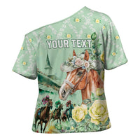 Personalized Kentucky Horse Racing Cross Shoulder Shirt Rose Diamond Pattern Mint