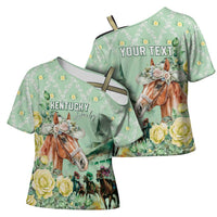 Personalized Kentucky Horse Racing Cross Shoulder Shirt Rose Diamond Pattern Mint