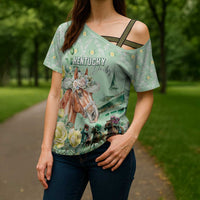 Personalized Kentucky Horse Racing Cross Shoulder Shirt Rose Diamond Pattern Mint