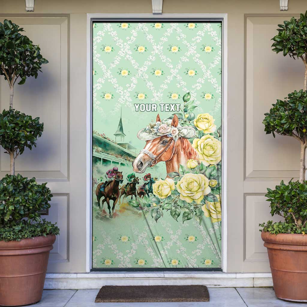 Personalized Kentucky Horse Racing Door Cover Rose Diamond Pattern Mint