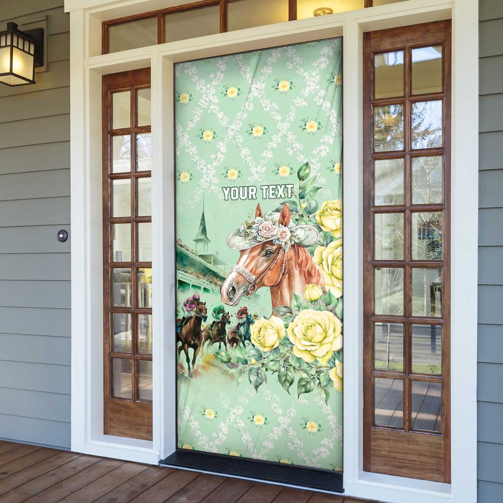 Personalized Kentucky Horse Racing Door Cover Rose Diamond Pattern Mint