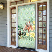 Personalized Kentucky Horse Racing Door Cover Rose Diamond Pattern Mint