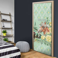 Personalized Kentucky Horse Racing Door Cover Rose Diamond Pattern Mint
