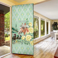 Personalized Kentucky Horse Racing Door Cover Rose Diamond Pattern Mint
