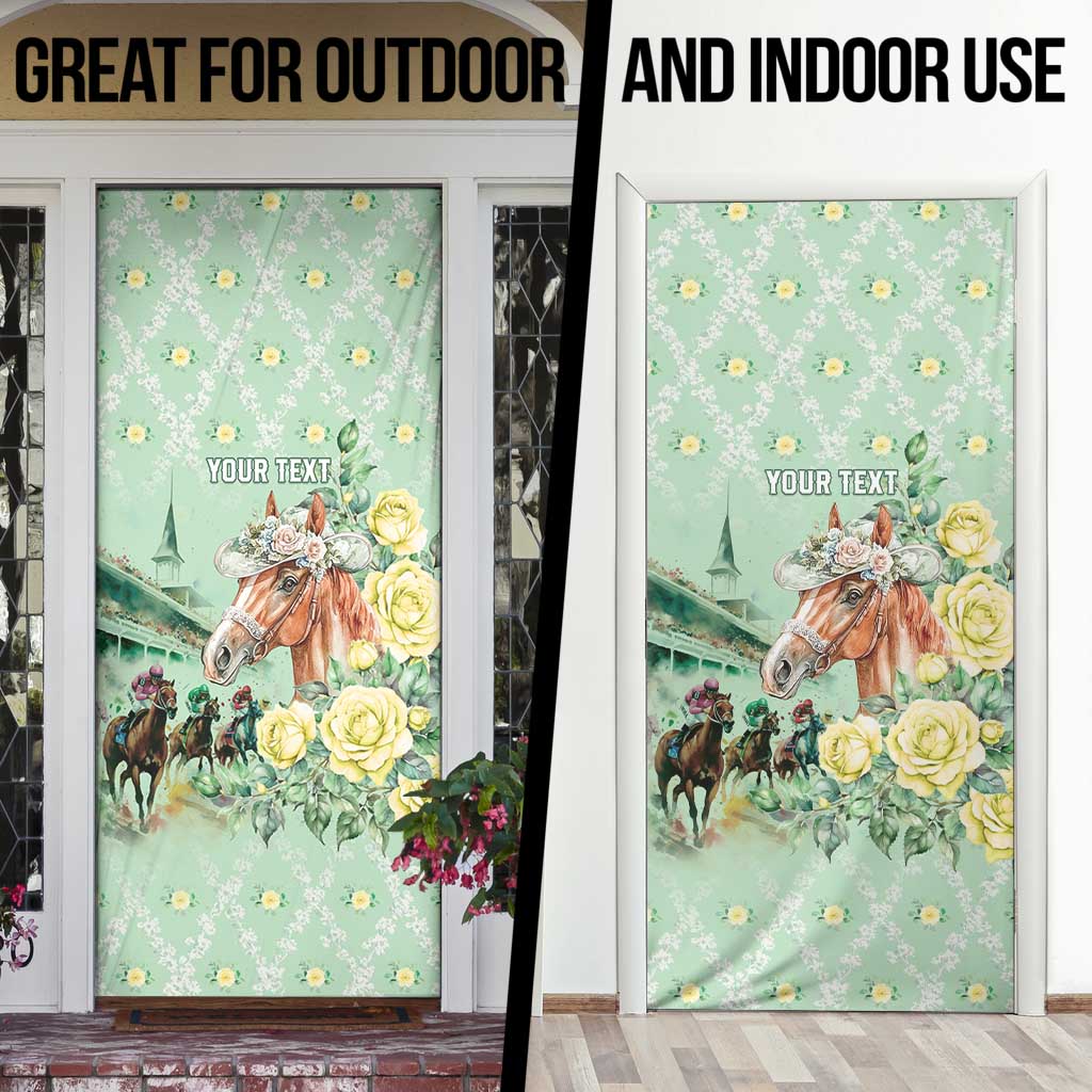 Personalized Kentucky Horse Racing Door Cover Rose Diamond Pattern Mint