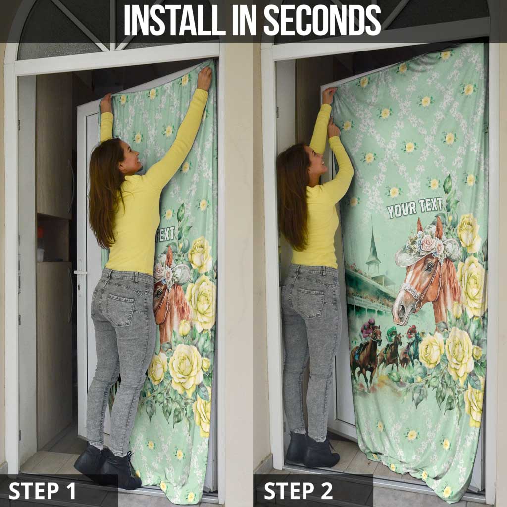 Personalized Kentucky Horse Racing Door Cover Rose Diamond Pattern Mint