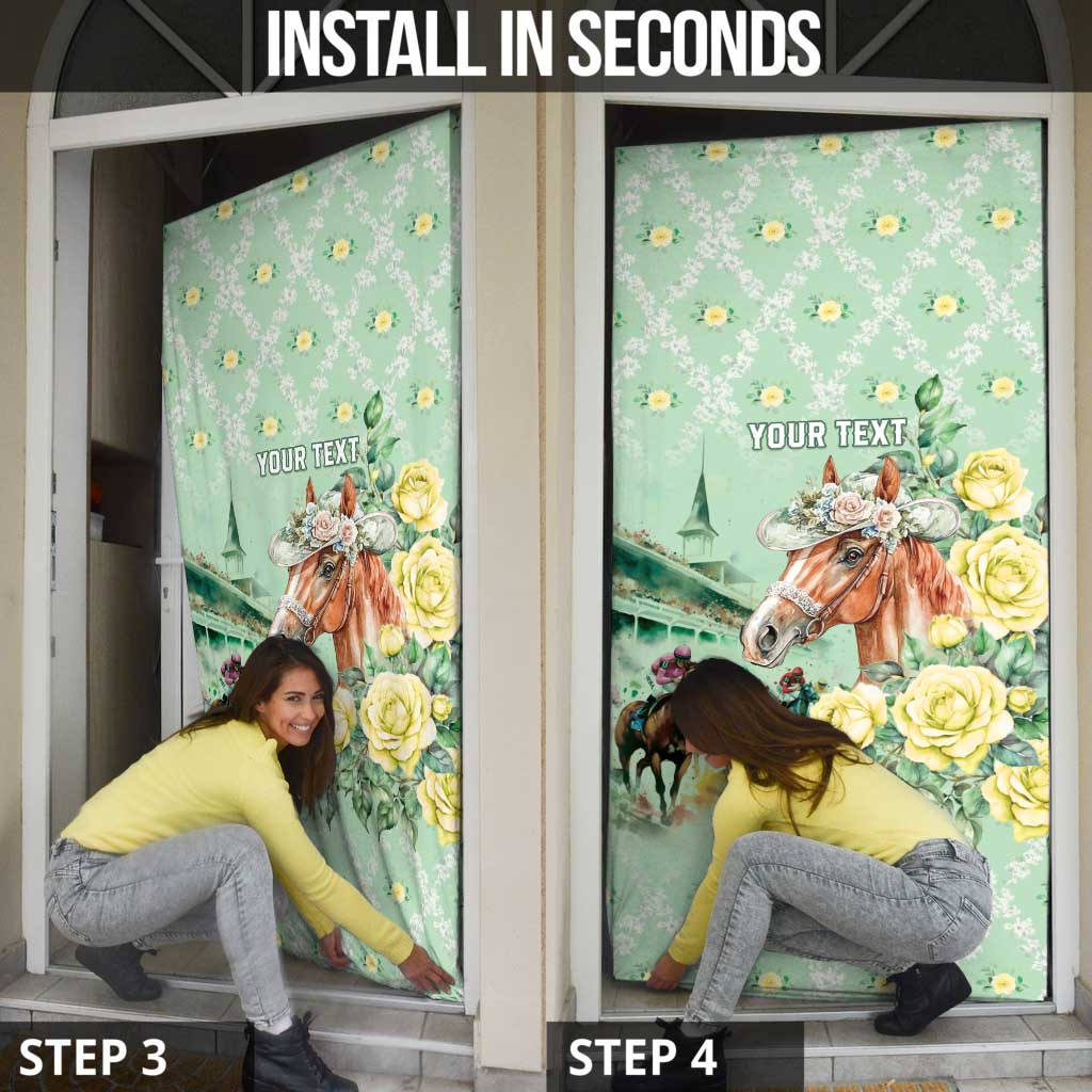 Personalized Kentucky Horse Racing Door Cover Rose Diamond Pattern Mint