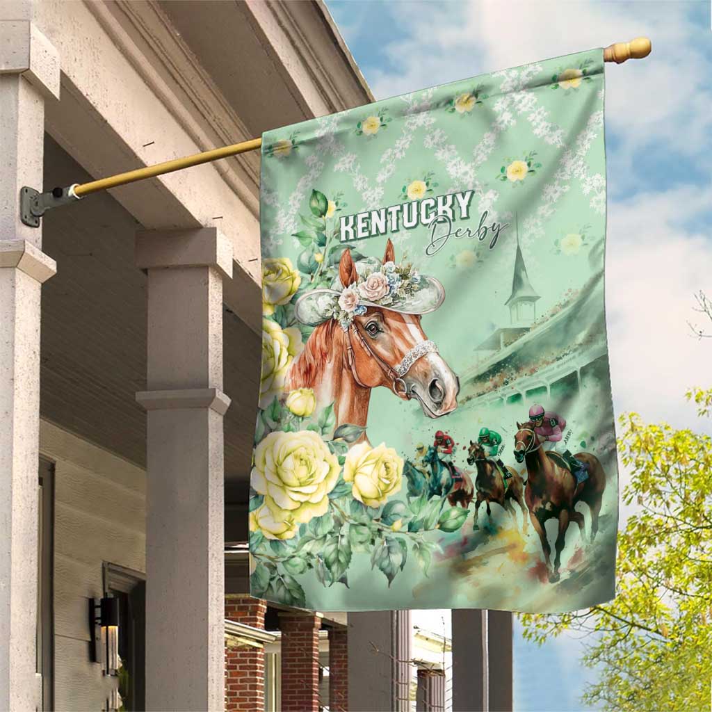 Kentucky Horse Racing Garden Flag Rose Diamond Pattern Mint