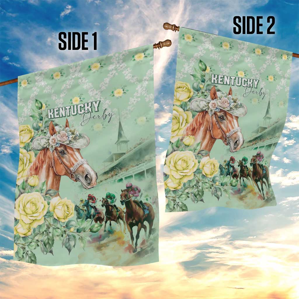 Kentucky Horse Racing Garden Flag Rose Diamond Pattern Mint