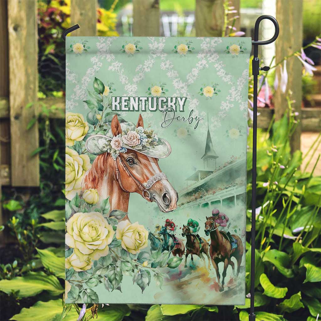 Kentucky Horse Racing Garden Flag Rose Diamond Pattern Mint