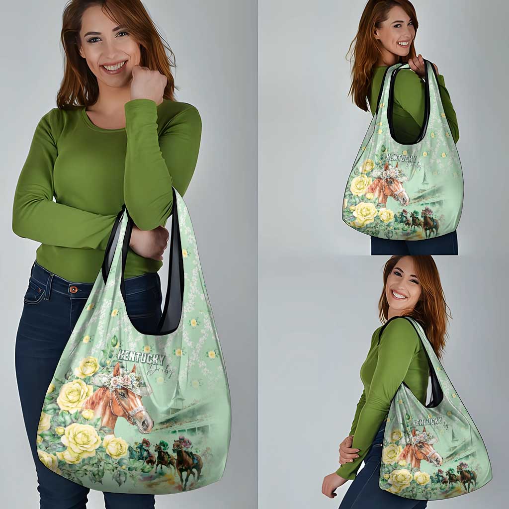 Kentucky Horse Racing Grocery Bag Rose Diamond Pattern Mint