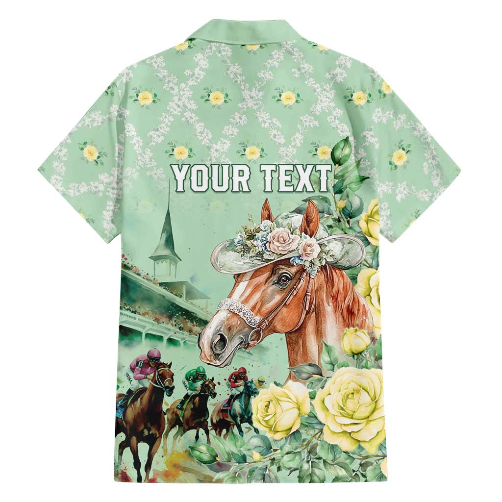Personalized Kentucky Horse Racing Hawaiian Shirt Rose Diamond Pattern Mint