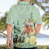 Personalized Kentucky Horse Racing Hawaiian Shirt Rose Diamond Pattern Mint