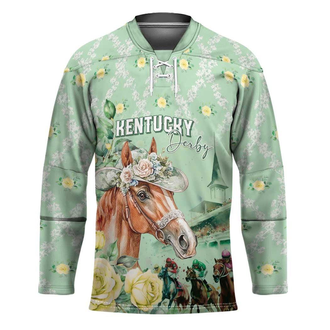 Personalized Kentucky Horse Racing Hockey Jersey Rose Diamond Pattern Mint