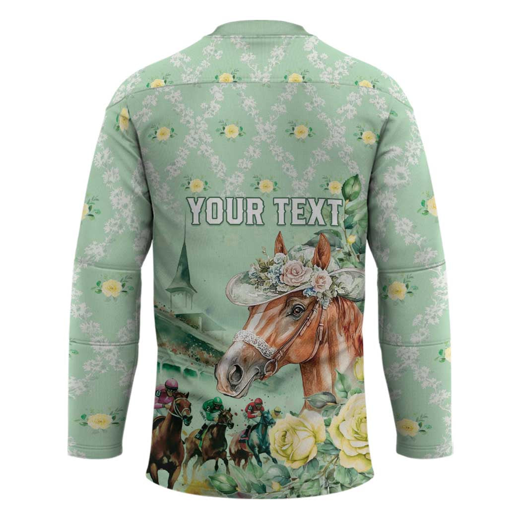 Personalized Kentucky Horse Racing Hockey Jersey Rose Diamond Pattern Mint