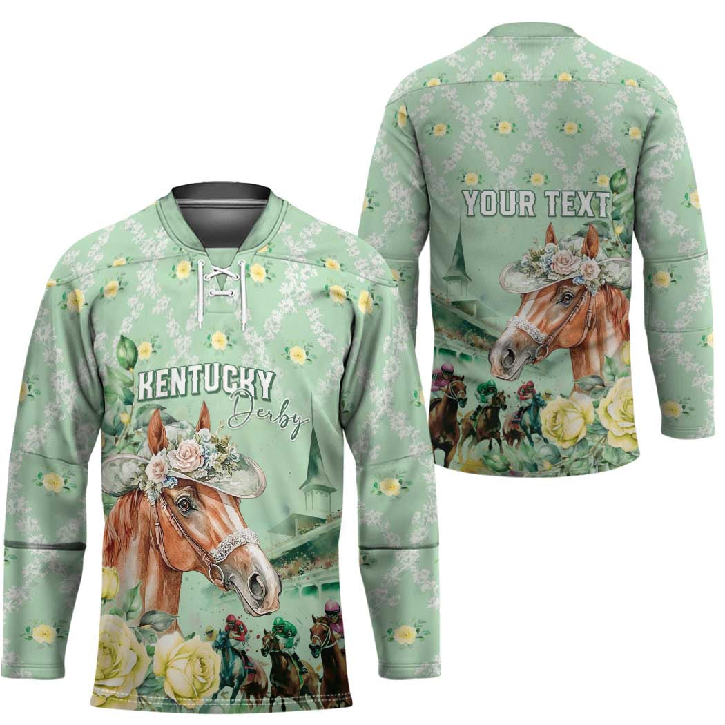 Personalized Kentucky Horse Racing Hockey Jersey Rose Diamond Pattern Mint