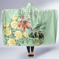 Kentucky Horse Racing Hooded Blanket Rose Diamond Pattern Mint