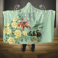 Kentucky Horse Racing Hooded Blanket Rose Diamond Pattern Mint