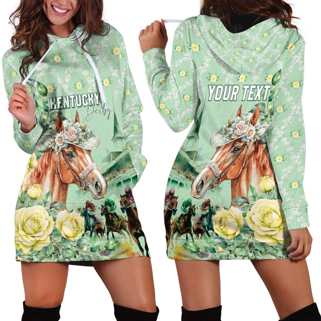 Personalized Kentucky Horse Racing Hoodie Dress Rose Diamond Pattern Mint