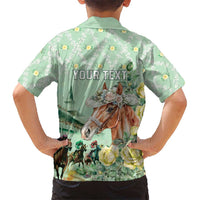 Personalized Kentucky Horse Racing Kid Hawaiian Shirt Rose Diamond Pattern Mint