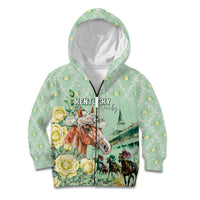 Personalized Kentucky Horse Racing Kid Hoodie Rose Diamond Pattern Mint