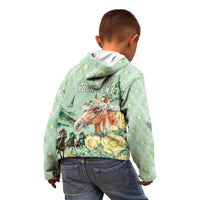 Personalized Kentucky Horse Racing Kid Hoodie Rose Diamond Pattern Mint