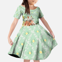 Personalized Kentucky Horse Racing Kid Short Sleeve Dress Rose Diamond Pattern Mint
