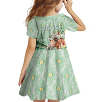 Personalized Kentucky Horse Racing Kid Short Sleeve Dress Rose Diamond Pattern Mint