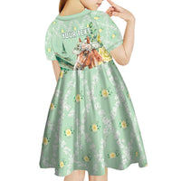 Personalized Kentucky Horse Racing Kid Short Sleeve Dress Rose Diamond Pattern Mint