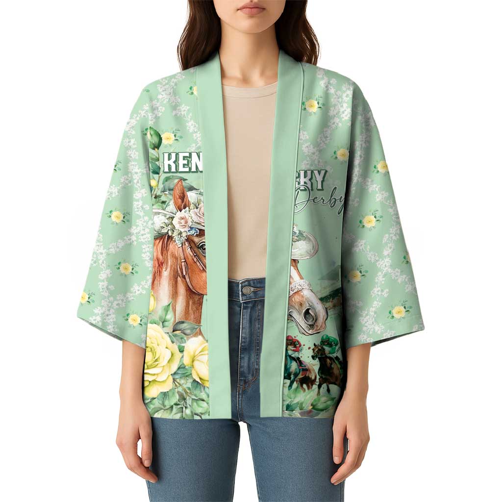 Personalized Kentucky Horse Racing Kimono Rose Diamond Pattern Mint