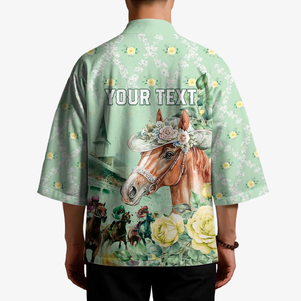 Personalized Kentucky Horse Racing Kimono Rose Diamond Pattern Mint