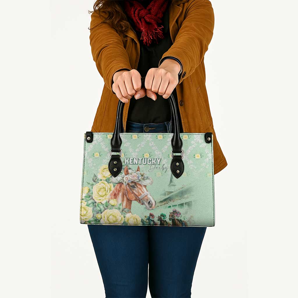 Kentucky Horse Racing Leather Bag Rose Diamond Pattern Mint