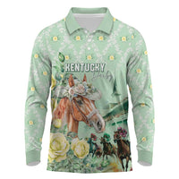Personalized Kentucky Horse Racing Long Sleeve Polo Shirt Rose Diamond Pattern Mint