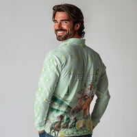 Personalized Kentucky Horse Racing Long Sleeve Polo Shirt Rose Diamond Pattern Mint